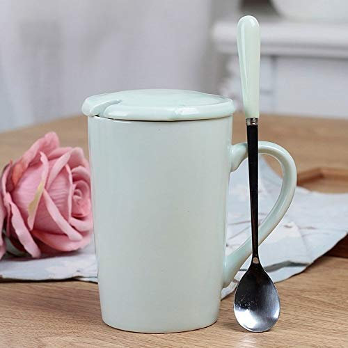 MU Kleine frische Emaille mit Deckel mit Löffel Porzellanbecher Kreative Tasse Kaffeetasse Wassertasse Zwölf Sternbild Tasse,A23