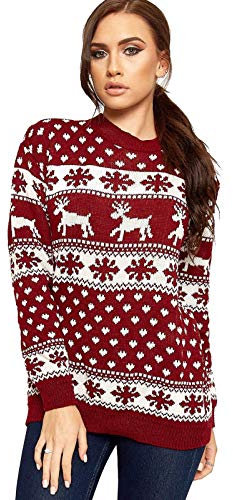 Girl Talk - Jersey de manga larga para hombre, 100 DEN Reno & Copo de nieve/vino. XXX-Large