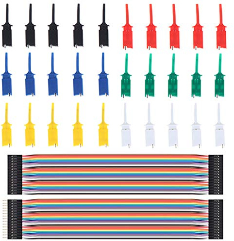 Youmile 30 Stücke Multimeter Draht Blei Test Haken Clip, Elektronische Mini Test Sonde Set für PCB IC mit Dupont Kabel