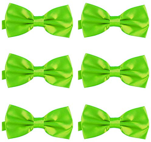 DonDon 6er Set Herren Fliege 12 x 6 cm gebunden und längenverstellbar neongrüne