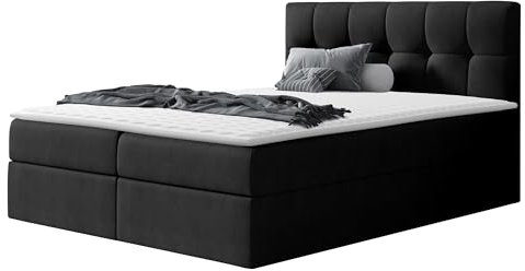 Mirjan24 Boxspringbett Cleofas, Amerikanisches Continentalbett mit 2 Bettkästen, Doppelbett mit Lattenrost und Matratze, Polsterbett, Bett mit Kopfteil, Bettgestell (Rico 13, 180 x 200 cm)