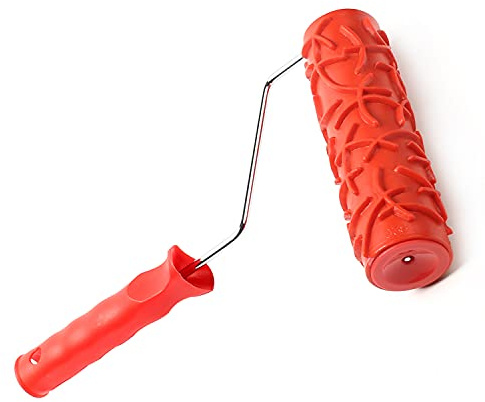 Utoolmart EG038T Rouleau de peinture gaufrée avec poignée en caoutchouc pour peinture murale, décoration à faire soi-même, rouge