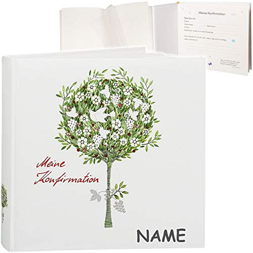 Konfirmationsalbum/Fotoalbum/Erinnerungsalbum Meine Konfirmation - inkl. Name Album - Buch Gebunden - blanko weiß + Seiten zum Eintragen - 60 Seiten -..