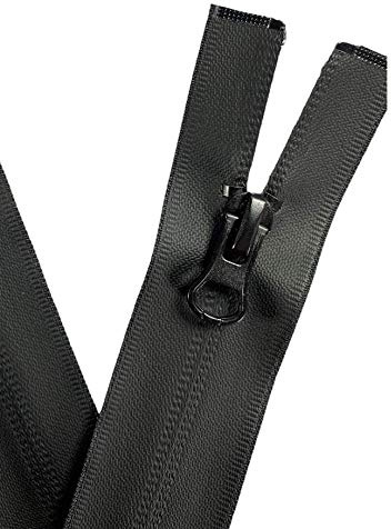 Cerniera lampo impermeabile n. 5 con estremità aperta e chiusa e cerniere continue #5 in nylon per denti (nero – 322, 16 cm (estremità chiusa))