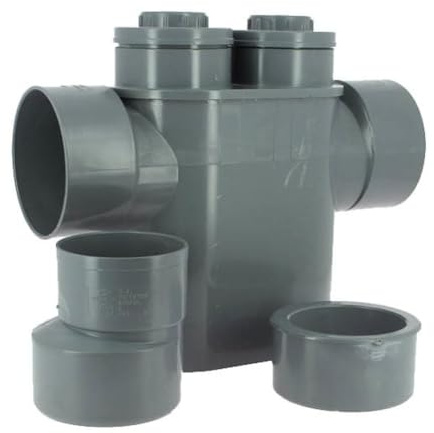 ADEQUA - Siphon d'entretien disconnecteur monobloc PVC, Evac Ø 125/100, anti-remontée d'odeurs