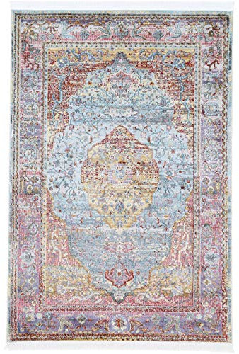 carpetfine Vintage Teppich Esha Multicolor 140x200 cm Floral | Moderner Teppich für Wohn- und Schlafzimmer