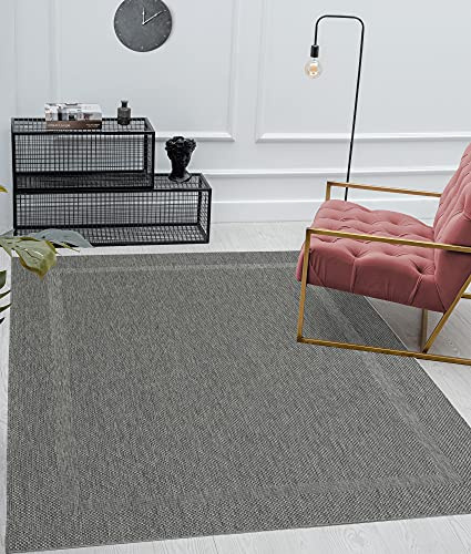 Mia's Teppiche Lara In- & Outdoor Teppich, Flachgewebt, 60x110 cm, Anthrazit