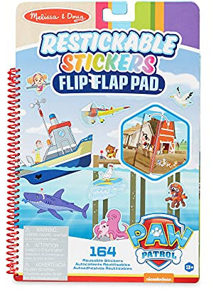 Melissa & Doug | PAW Patrol | Block mit Klappen und wiederaufklebbaren Stickern – Abenteuerbucht | 164 Wiederverwendbare Sticker