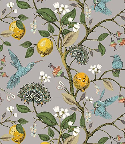 Blooming Wall Blue Bird Fresh Lemon Tree Peel and Stick Wallpaper Removable Self Adhesive Wall Mural Wall Décor