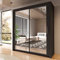 INTERWOOD Modern Full Mirror 2&3 Sliding Doors Wardrobe With Adjustable Shelves, Hanging Rails, Bedroom Furniture (Black 203cm)