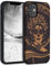 kwmobile Hülle kompatibel mit Apple iPhone 11 Hülle - Holz Case - Handy Cover - TPU Handyhülle in Hellbraun Schwarz La Catrina