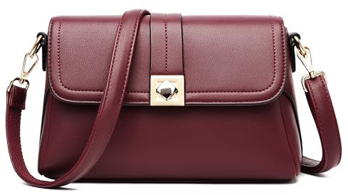 DIRRONA Moda Donna Borse a Tracolla Classico Borsa Sottobraccio Casuale Viaggio Messaggero Borsa Pelle PU Borsa da Donna Due Spallacci Rosso