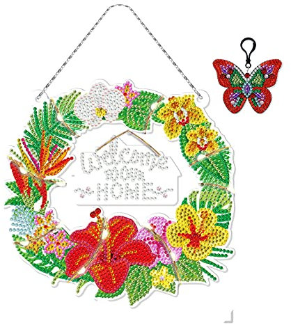 EXQULEG 5D Diamond Painting,DIY Türkranz Weihnachten,Diamant Malerei Kranz Deko Weihnachten Diamant Malerei Bilder für Kinder Wand Und Eingang Ornamente (YH04)