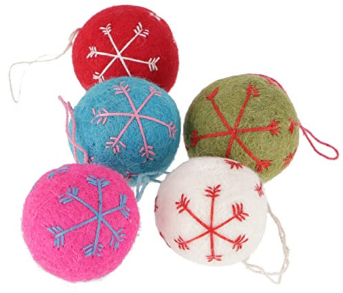 GURU SHOP 5`er Set Weihnachtsschmuck, Weihnachtskugeln aus Filz, Mehrfarbig, 5x5x5 cm, Weihnachtsdeko
