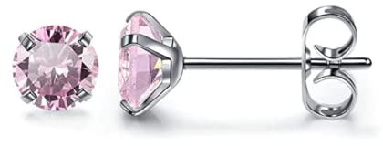 HIKARO Hypoallergene Ohrringe aus Titan, Reintitan in Implantatqualität, geeignet für empfindliche Ohren, mit Geburtssteinkristallen, Synthetische CZ-Diamanten (5mm, Aurora Borealis)