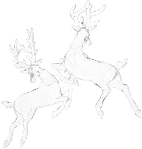 FOMIYES 2 Stücke Weihnachten Elch Figur Acryl Rentier Ornament Klar Hirsch Figur Weihnachtsbaum Anhänger Kranz Machen Verschönerungen Für Weihnachtsparty Hängende Dekoration