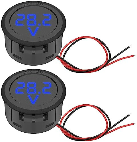 Greluma 2 Pz Voltmetro digitale DC 4-100 V, misuratore di tensione a 2 fili Rilevatore di voltmetro per camion moto Camper Caravan Marine