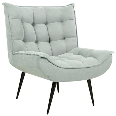 Beliani Sessel Stoff grün mit schwarzen Metallbeinen Dicker Polsterung Modern Alvesta