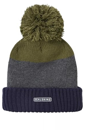 Seal Skinz Flitcham Waterproof Cold Weather Bobble Hat Navy/Grey/Olive Unisex HAT