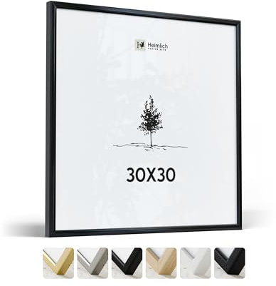 Heimlich® - Bilderrahmen - 30x30 cm, Aluminium-Metall, Schwarz - Mittelgroßer quadratischer Bilderrahmen mit Folienabdeckung - Nur zur Wandmontage