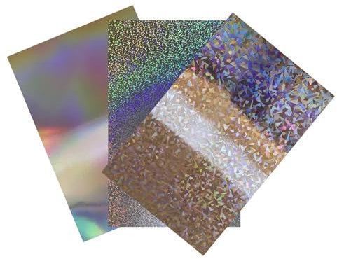 ASENME Packung aus Metallkarton, 9 Stück Metallischer Karton (Silber funkelt+Fragmente+Punkte, A4 / 9 Einheiten)