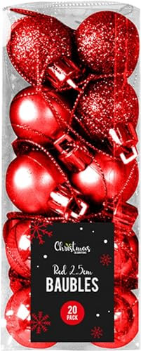 Christmas Baubles Shatterproof Christmas Tree Bauble Decoration Hanging Baubles Decoration Christmas Balls Ornament Christmas Party Baubles Christmas Red Ball Set Christmas Ball Ornament (Pack of 20)