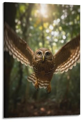 NIZIEE Tierposter Nerdy Eule, dekoratives Gemälde, Leinwand, Poster, 50 x 75 cm
