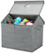 BELLE VOUS Collapsible Dog Accessory Box - Storage for Large Dog, Cat & Pet Toys - Grey Fabric