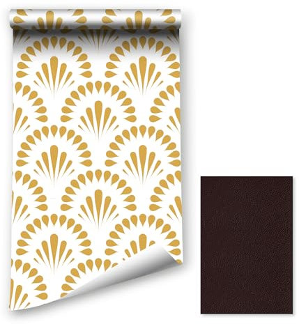 Selbstklebende Tapete Weiß Gold,44.5 x 1000cm Tapete Selbstklebend Geometrisch Gold klebefolie Blumen Abstrakt Klebefolie Retro Möbelfolie Selbstklebend für Badezimmer Wohnzimmer Schlafzimmer Küche