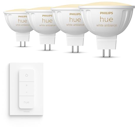 Philips Hue - GU5.3 - 4x MR16-Spots Warm/Kaltweiß | 12V - Inkl. Hue Dimmer Switch - Hue White Ambiance