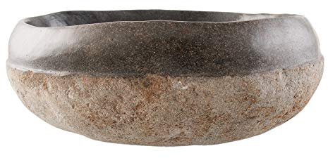Lavabo ovalado de piedra natural gris de 40 cm de WOHNFREUDEN – Lavabo de piedra natural para el cuarto de baño