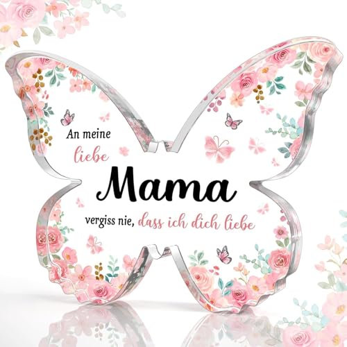 CheriGift Geschenk für Mama, Mama Geschenk von Tochter Sohn, Acryl Schmetterling Briefbeschwerer, Geschenke für Mütter Geburtstag Weihnachten Muttertag