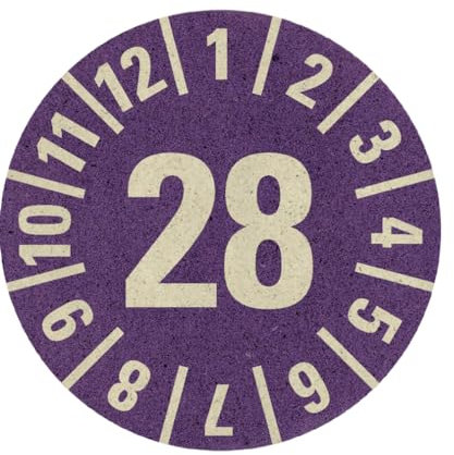 Dreifke® Prüfplakette 28, violett, Graspapier, selbstklebend, Ø 30mm, 500 Stk.