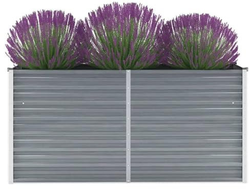 Ailgely Garten Hochbeet 160 x 40 x 77 cm Gemüsebeet Pflanzkasten Gartenbeet Blumenkübel Pflanzkübel Blumenbeet Pflanzbeet Blumenkasten Frühbeet Verzinkter Stahl Grau