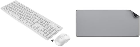 Logitech MK295 Kit Mouse e Tastiera Wireless, Tecnologia Silenttouch, Tastierino Numerico & Desk Mat - Studio Series, Multifunzione, Tappetino per Mouse Esteso