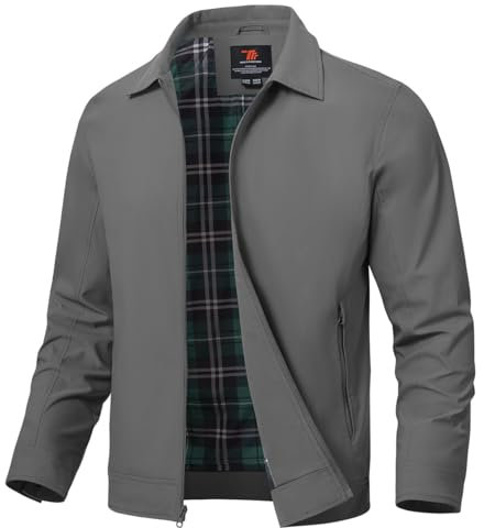 YSENTO Mens Summer Bomber Jackets Lightweight Casual Windbreaker Baseball Sports Cargo Jacket Outwear with Zip Pockets(Dark Grey,L)