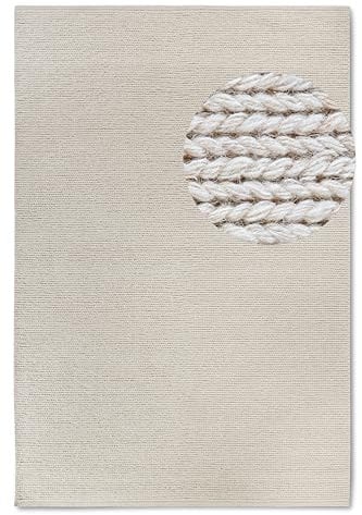 Villeroy & Boch Wollteppich Francois - Natur Wohnzimmerteppich - Handgewebt & Natürlich - Boho Teppich Wolle für Wohnzimmer, Schlafzimmer, Esszimmer, Flur, Küche – Natur Weiß, 190x280cm