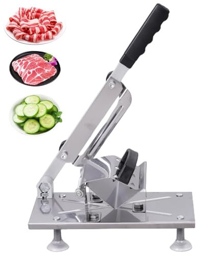 Affettatrice manuale per alimenti, affettatrice per carne per la casa,Macchina per mannaie per carne di manzo e montone - Affettatrice per pane in acciaio inox a spessore regolabile