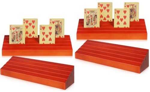 ERINGOGO 4pièces Supports De Cartes à Jouer Bois avec Base Stables pour Jeux De Cartes Accessoires De Fête Bridge