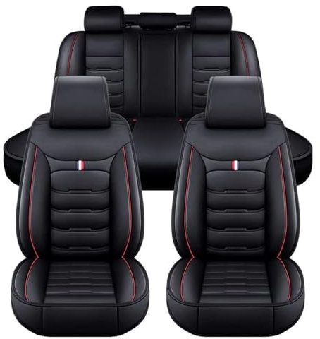 BLAFT Sitzbezüge Auto für Renault Twingo I Hatchback(C06) 1993-2007, 5 Sitze Wasserdichter rutschfest Autositzbezug Full Set Sitzschoner Autositzbezüge Set Innenraum Zubehör,BlackRed