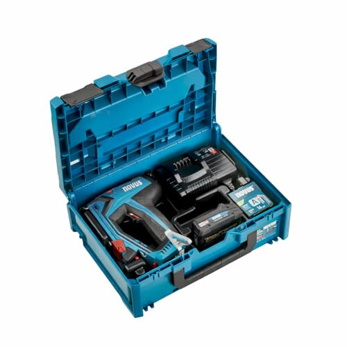 Novus Akkutacker J-551 Koffer-Set (für Flachdrahtklammern bis 14 mm, Nägel bis 16 mm, Hammertacker Klammern G, Gewicht: 5,22 kg, inkl. Akku, Ladegerät und 5.000 Klammern) 031-0366