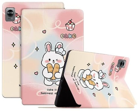 SNCLET Funda para Realme Pad Mini 8.7 Libro de Piel PU Cuero Antigolpes Flip Cover Protectora Carcasa con Auto Wake/Sleep Función de Soporte Funda para Realme Pad Mini 8.7,Conejo Feliz