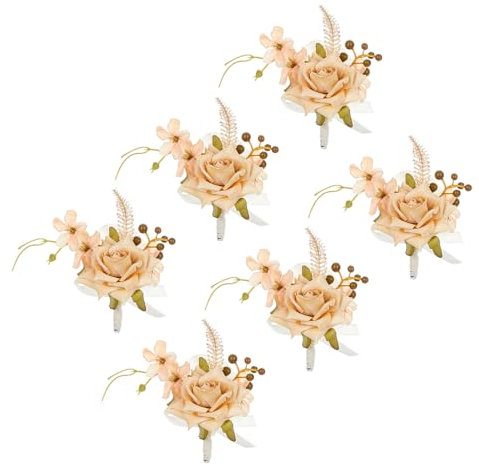 LLHCF Brautstrauß/Brosche/Handgelenk-Blume für Hochzeitsdekoration, Champagnerfarben, Brautzubehör, Partyzubehör