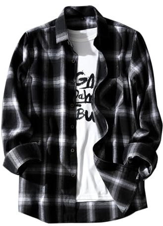 My Orders Checked Shirt Mens Clearance Mens Long Sleeve Shirts Casual Loose Chequered Shirt Mens with Pockets Color Block Fashion Soft Cardigans Mens Checked Shirt