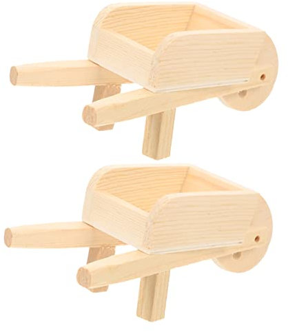 Générique 2 Pièces Mini-Chariot Accessoires Jouets Mélisse Roulette Trousses Miniatures Castor Maison Brouette Visqueux Poupée Wagons Transpalette Manuel Modèles De Charrettes Bois
