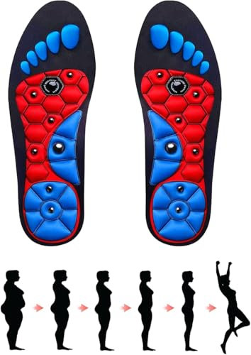 Akupressur Einlegesohlen,Akupunktur Matte Orthopädische Einlegesohlen Schuheinlagen Orthopädische Magnetische Einlegesohlen für Schmerzende füße mit Magnetischen Akupressur(44-47,L)