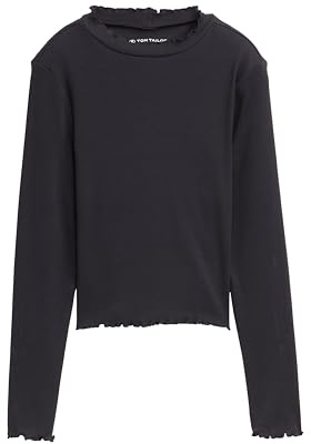 Tom Tailor Mädchen 1049414 Kinder Cropped Langarmshirt mit Rippstruktur (1er Pack)