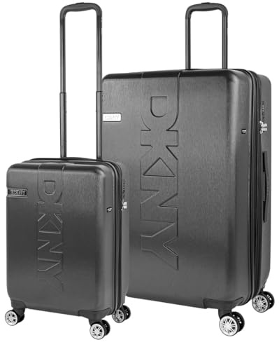 DKNY - Leicht Koffer Set Polycarbonat Reisekoffer Set für Flugreisen - Dauerhaft Hartschalenkoffer Set - Kofferset Hartschale mit TSA Kombinationsschloss, Schwarz