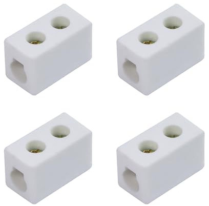 1 Bloques de Terminal de Cerámica de Vía, 30A 250V Conectores de Cerámica de Porcelana de Alta Temperatura con Apertura de Entrada de 6mm para Cable Eléctrico, y Varias Situaciones de Cableado(4pcs)