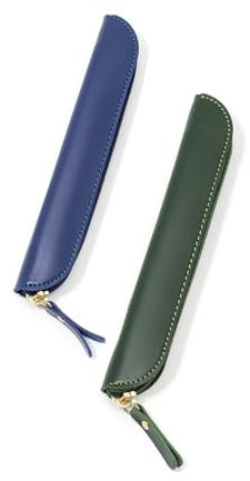 Kaizuca 2 Stück Kugelschreiber Etui,PU Leder Stifteetui, Leder Federmäppchen Klein, mit Reißverschluss, für Füllfederhalter Stiftemappe Kugelschreiber Eingabestift